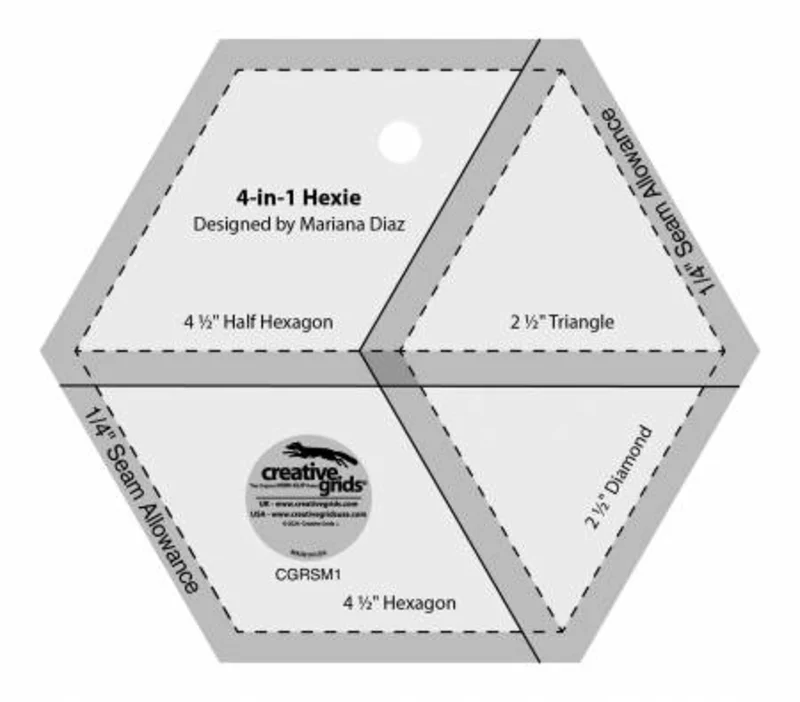 Creative Grids: 4.5" 4-in-1 Hexie Quilt Ruler