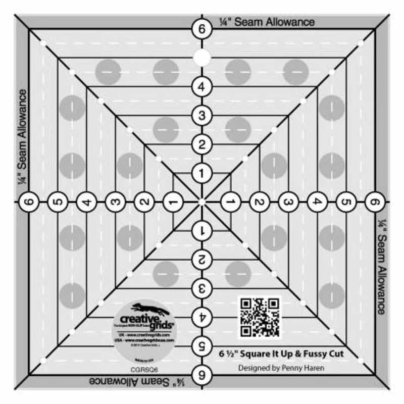 Creative Grids: 6.5" Square It Up or Fussy Cut Quilt Ruler