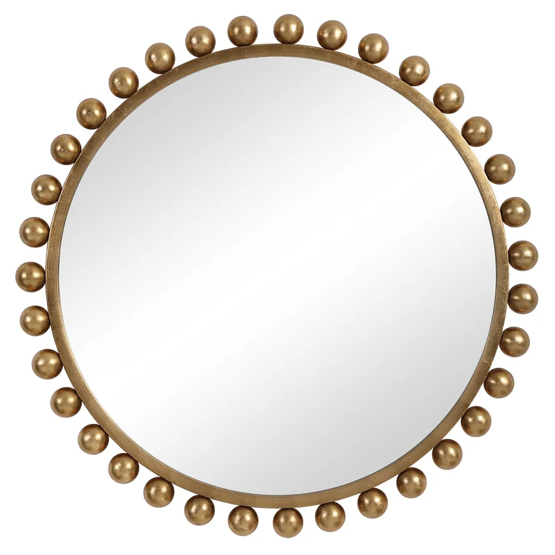 Cyra Gold Round Mirror, 44"W x 3"D x 44"H