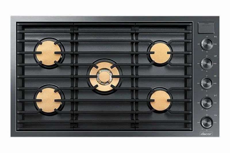 Dacor - 36 inch wide Gas Cooktop in Black Stainless - DTG36M955FM Black Stainless