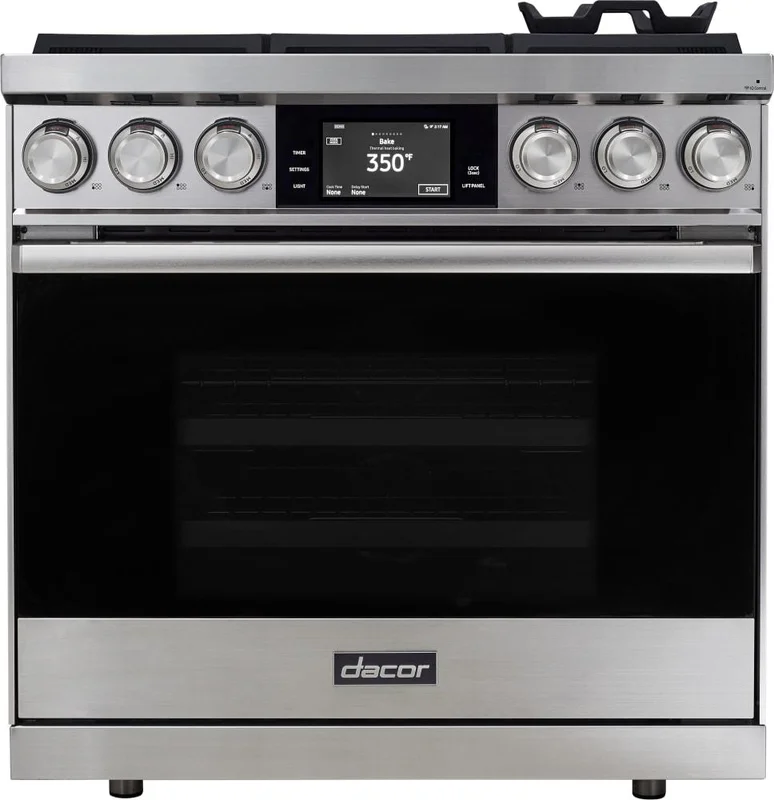 Dacor - 4.8 cu. ft  Dual Fuel Liquid Propane Range in Stainless - DOP36M86DPS Stainless