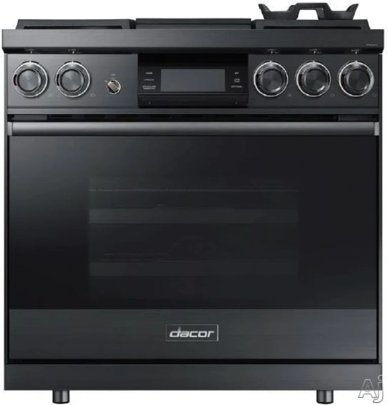 Dacor - 4.8 cu. ft  Dual Fuel Range in Black Stainless - DOP36M94DPM Black Stainless