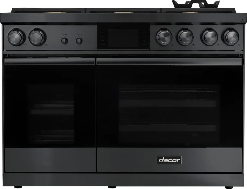 Dacor - 6.6 cu. ft  Dual Fuel Range in Black Stainless - DOP48M86DLM Black Stainless
