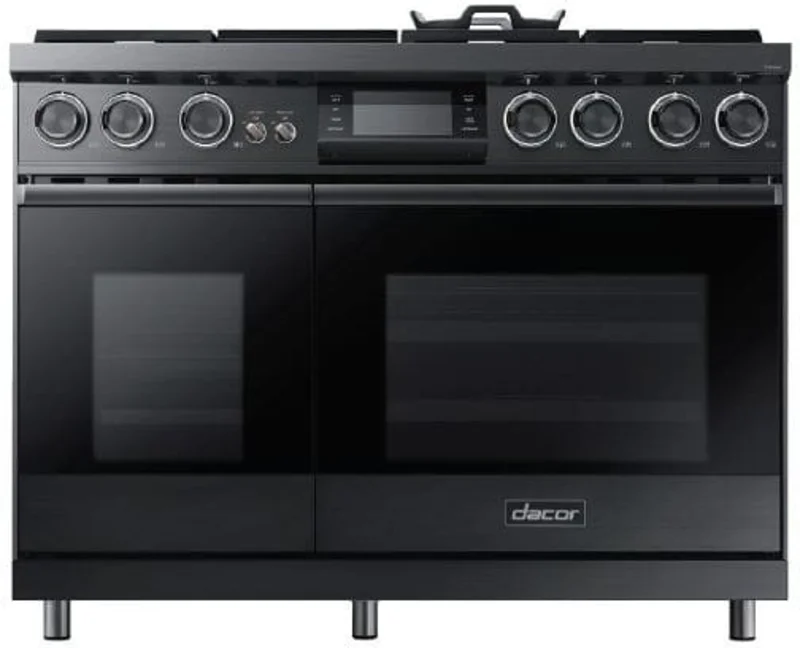 Dacor - 6.6 cu. ft Dual Fuel Range in Black Stainless - DOP48M96DLM Black Stainless