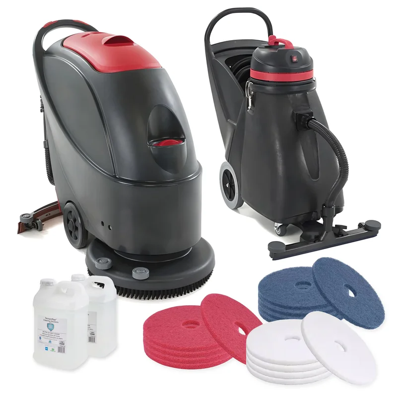 Daily Maintenance Commercial Floor Care Package: Scrubber, Vacuum, Pads & Cleaner