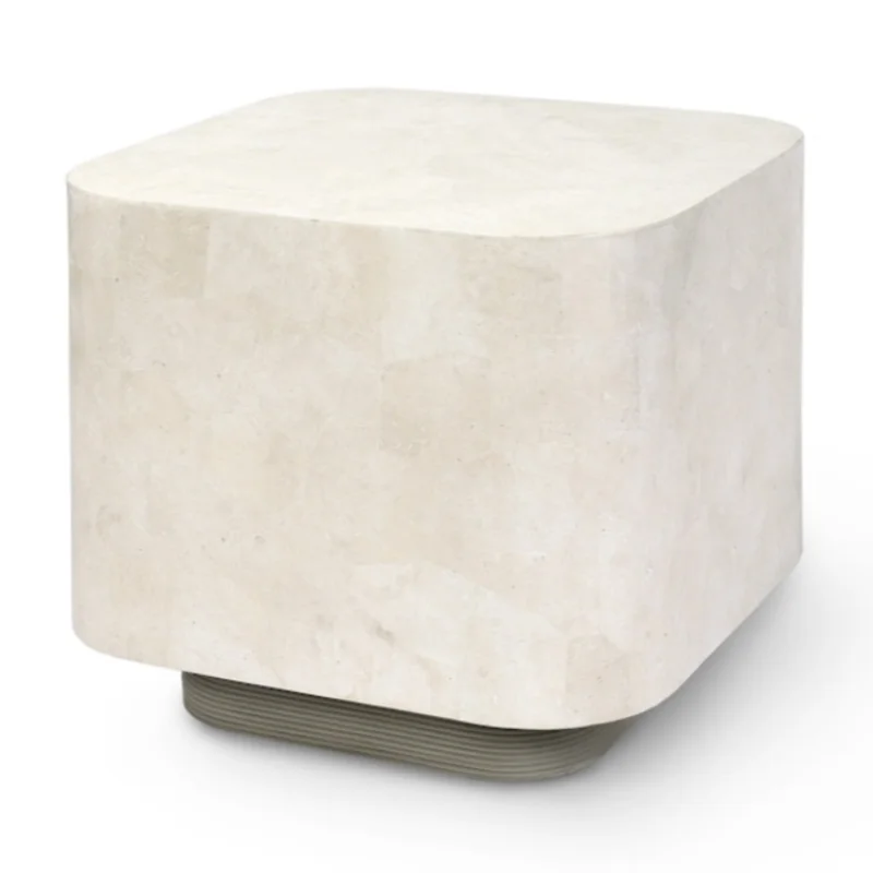 Dakota Side Table, White, 25"W x 25"D x 22.25"H