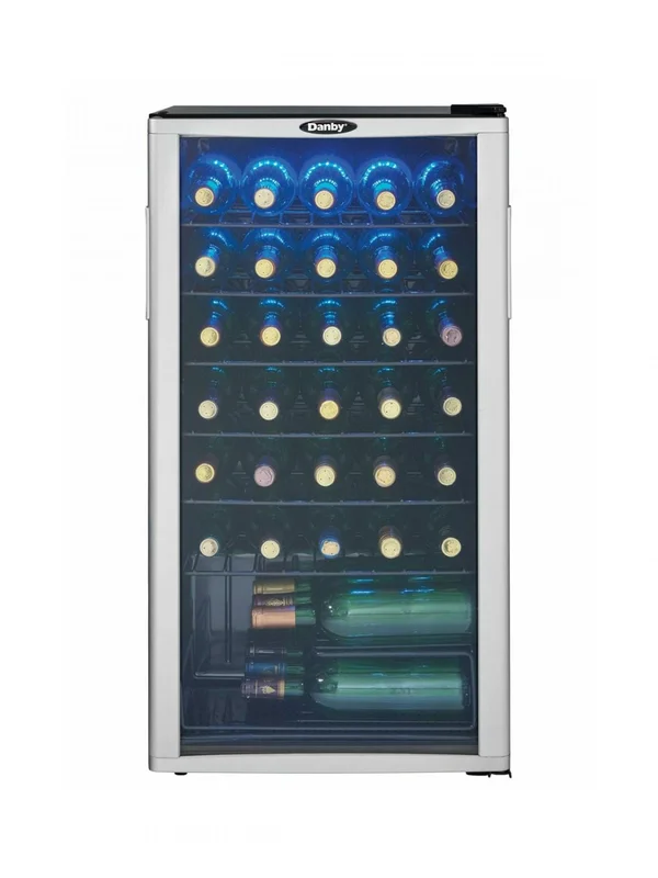 Danby - 17.5 Inch 36 Bottles cu. ft Wine Fridge Refrigerator in Platinum - DWC350BLP Platinum