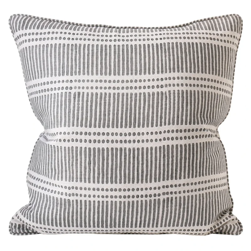 Dash Dot Mud Linen Cushion, 22" x 22"