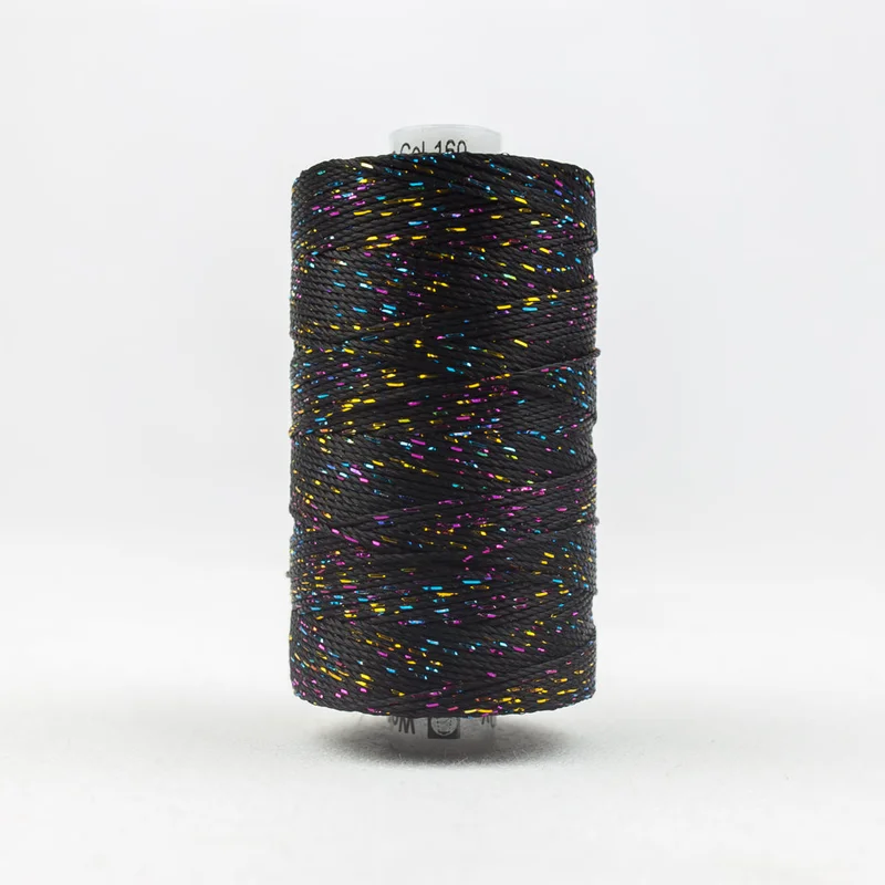 DAZZLE: 8wt Rayon Metallic 200yds-Black/Multicolored 160