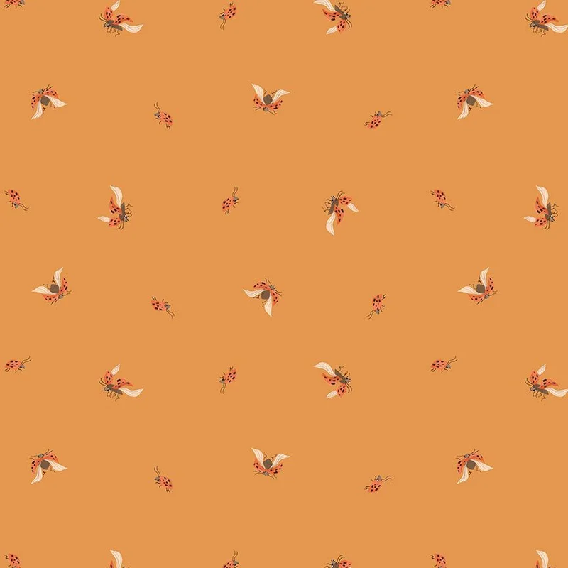 Dear Stella Bookish: Ladybugs-Mustard (1/4 Yard)