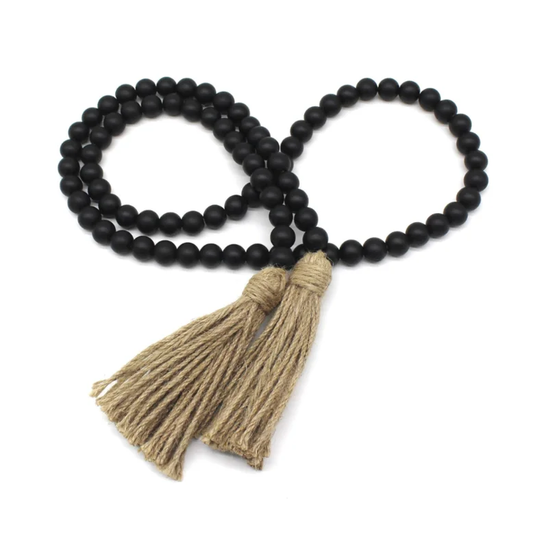 Decorative Wooden Beads, 59", Black