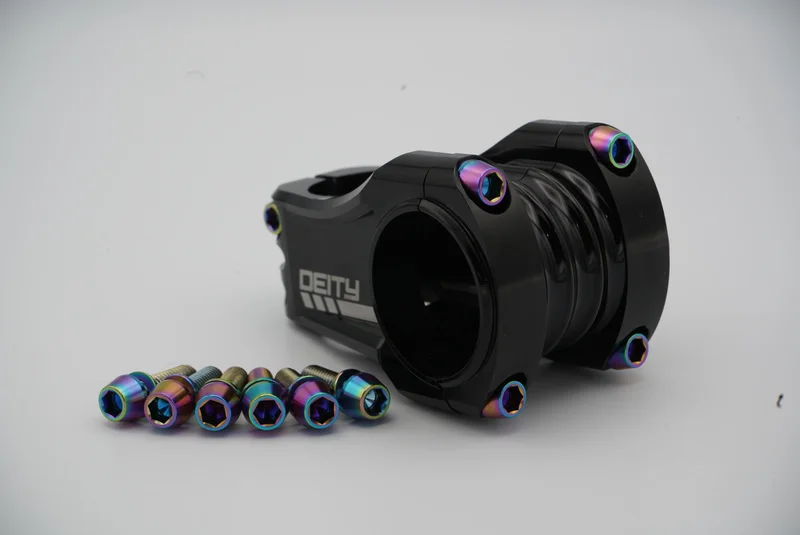 Deity Copperhead Stem Kit - Tapered Heads - Titanium Rainbow Oil Slick