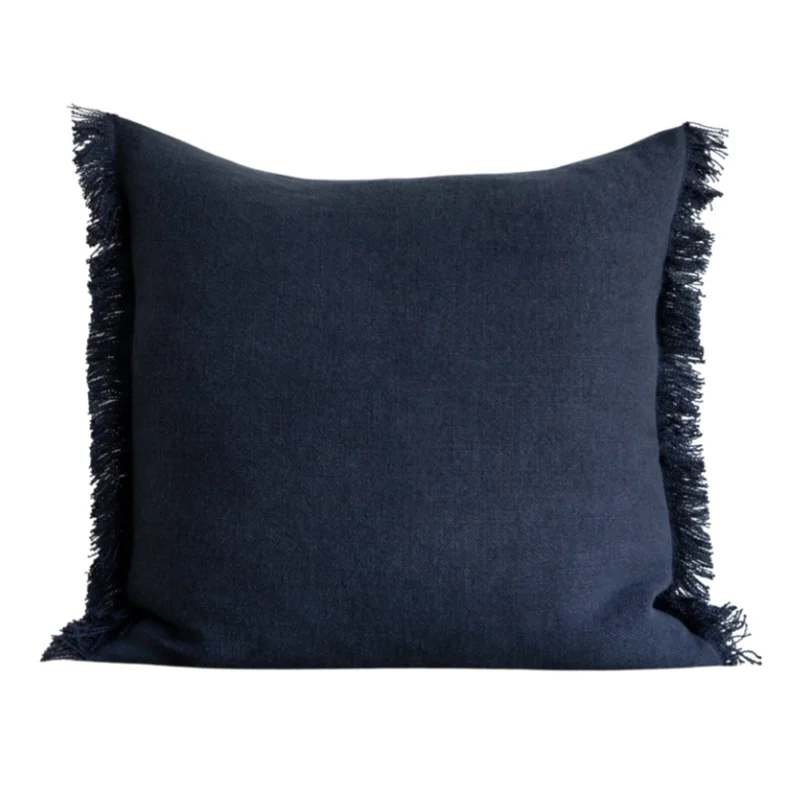 Denim Blue Belgian Linen Fringe (Euro), 26" x 26"