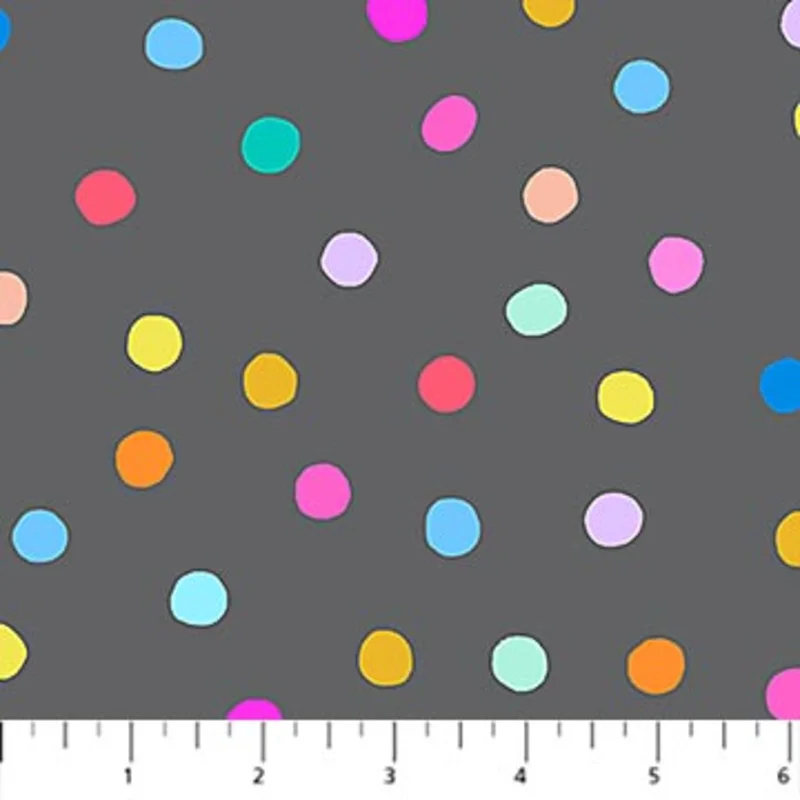 DEWFALL: Pompoms-Gray/Multi (1/4 Yard)