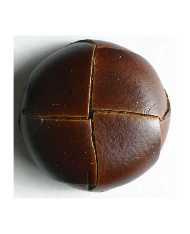DILL BUTTON: Genuine Leather Button - Brown - 20mm