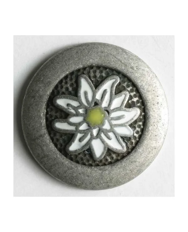 DILL BUTTONS: Edelweiss Button - Antique Tin - 18mm