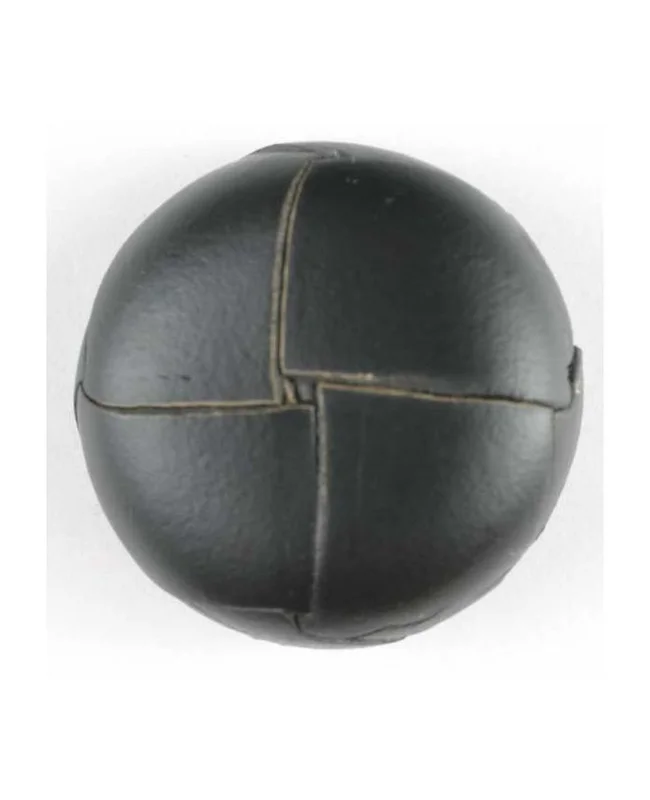 DILL BUTTONS: Genuine Leather Button - Black - 18mm