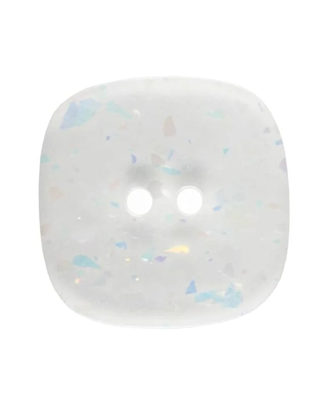 DILL BUTTONS: Square Button with Glitter - Transparent - 20mm