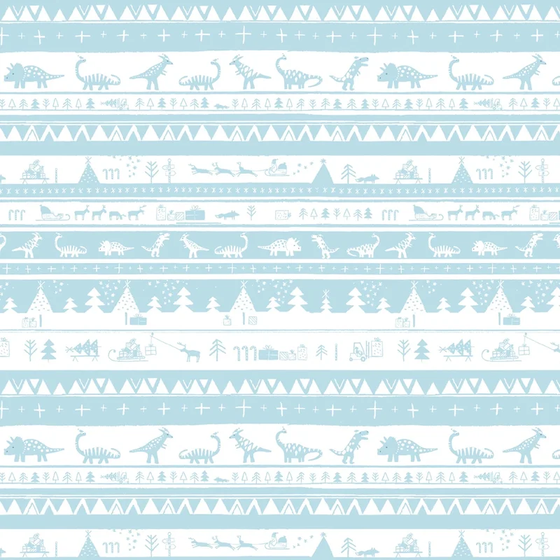 DON'T CLAUS A SCENE: Dino Fair Isle-Ice (1/4 Yard)