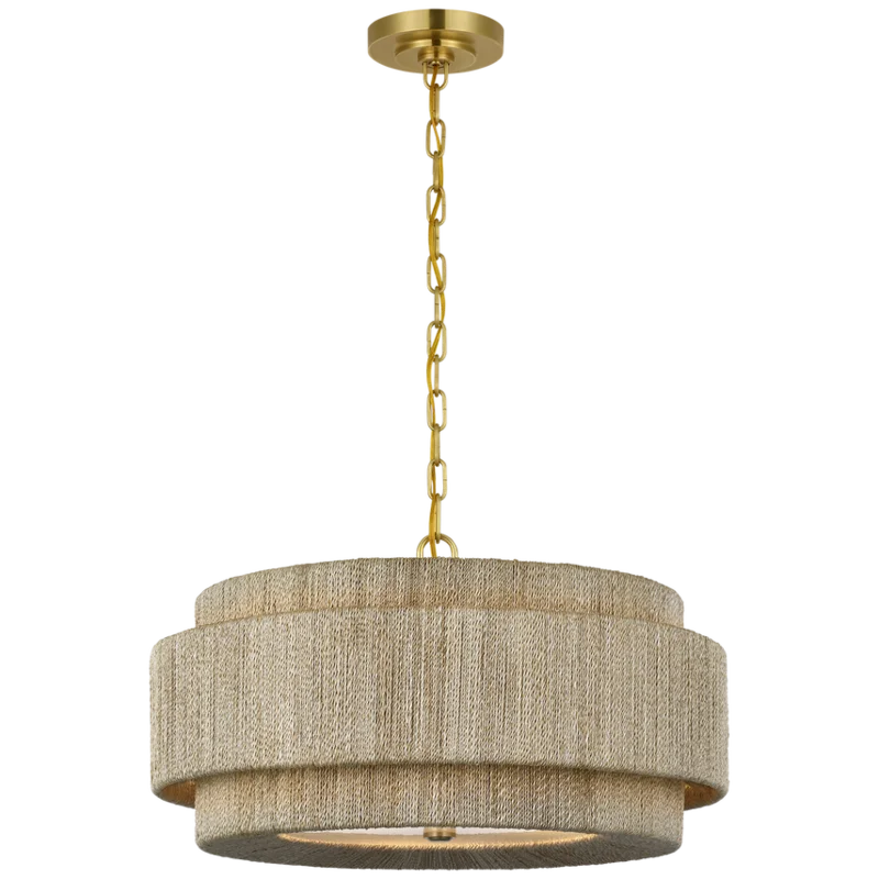 Dorado Chandelier, Antique-Burnished Brass/Natural Abaca, 24"