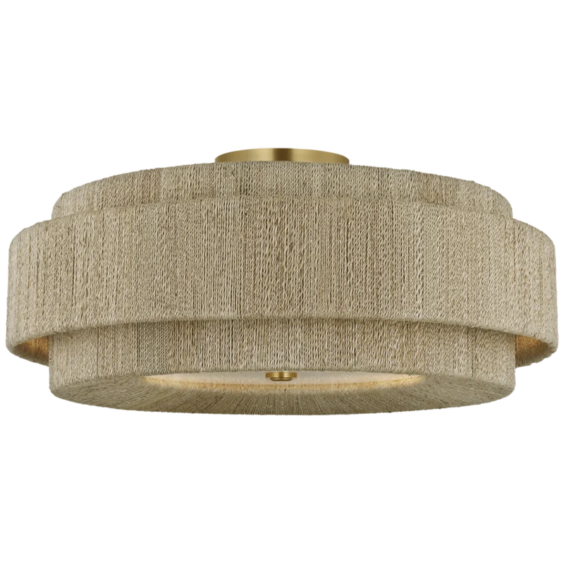 Dorado Flush Mount, Antique-Burnished Brass/Natural Abaca, 25"