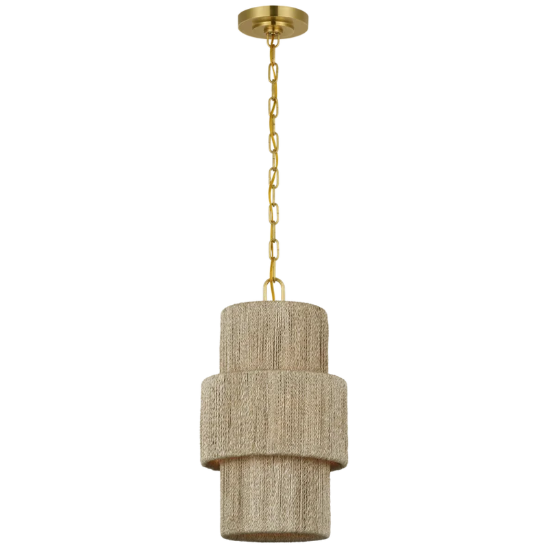Dorado Pendant, Antique-Burnished Brass/Natural Abaca, 12"