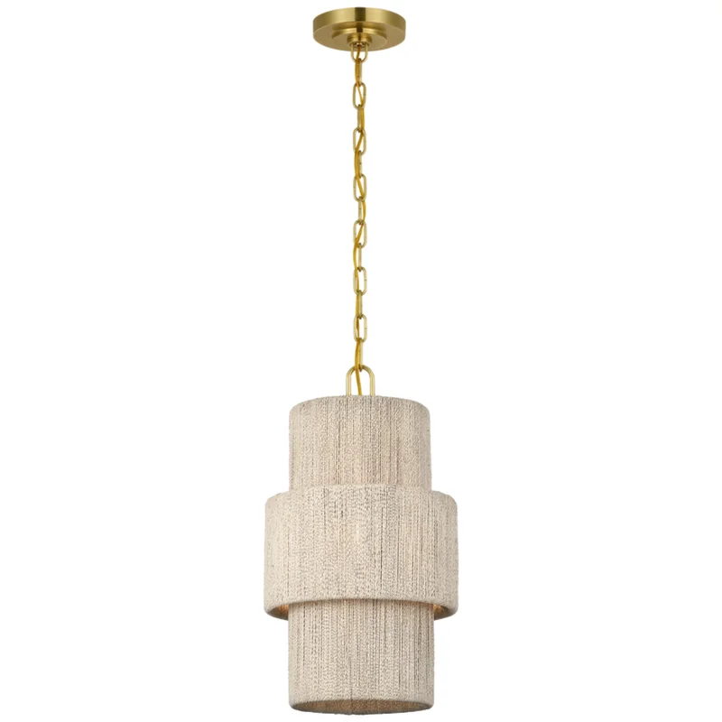 Dorado Pendant, Antique-Burnished Brass/Washed Abaca, 12"
