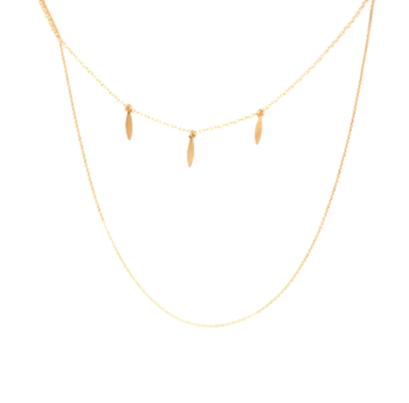 Double Chain Three Spike Necklace