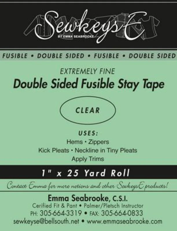 Double Sided Fusible Stay Tape: 1" Extremely Fine- Clear