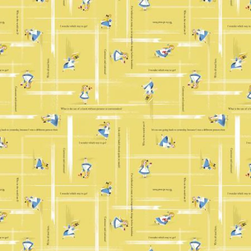 Down the Rabbit Hole: Alice Toss-Yellow (1/4 Yard)