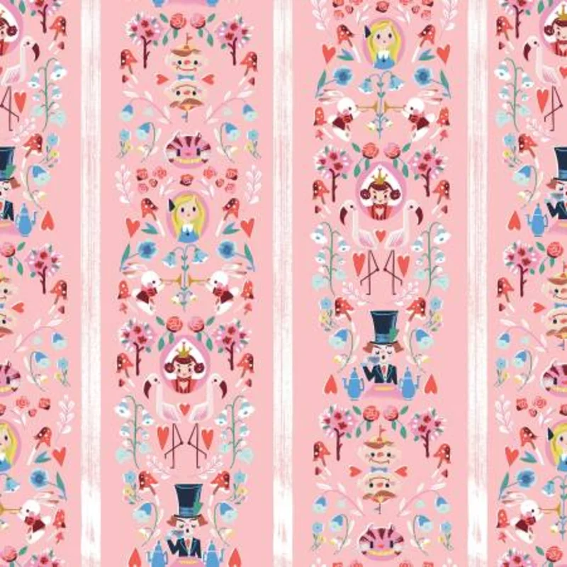 Down the Rabbit Hole: Mad Stripe-Coral (1/4 Yard)