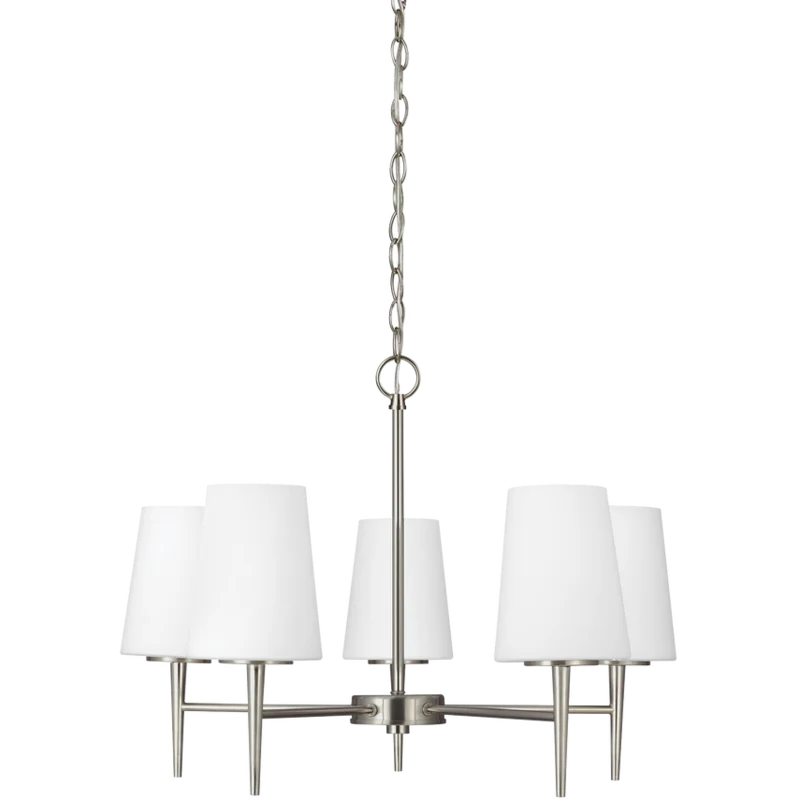 Driscoll Five Light Chandelier, Brushed Nickel