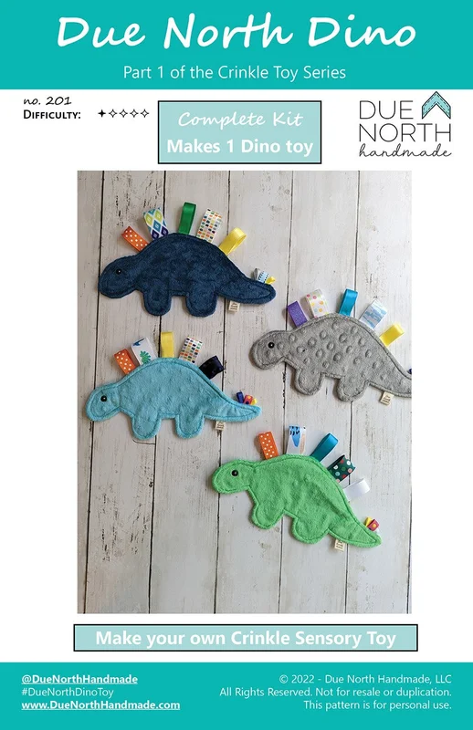 DUE NORTH HANDMADE: Dino Crinkle Toy Kit