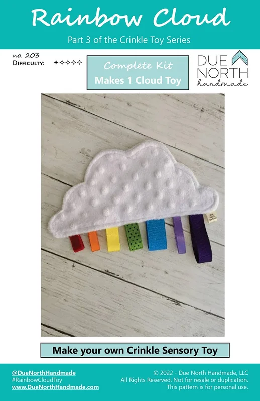 DUE NORTH HANDMADE: Rainbow Cloud Crinkle Toy Kit