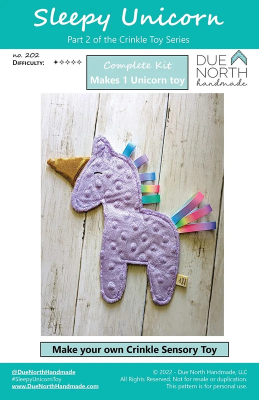 DUE NORTH HANDMADE: Sleepy Unicorn Crinkle Toy Kit