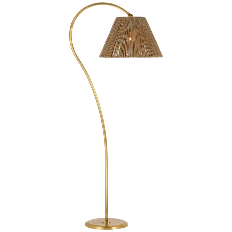 Dume Large Arched Floor Lamp, Hand-Rubbed Antique Brass