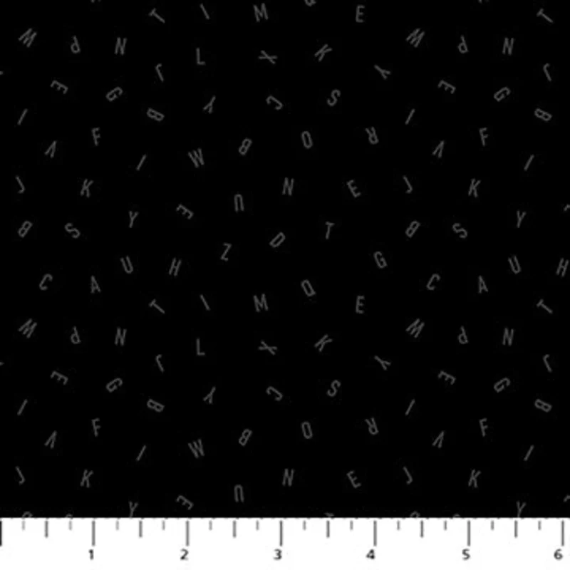 DUSK: Letters-Black/Gray (1/4 Yard)