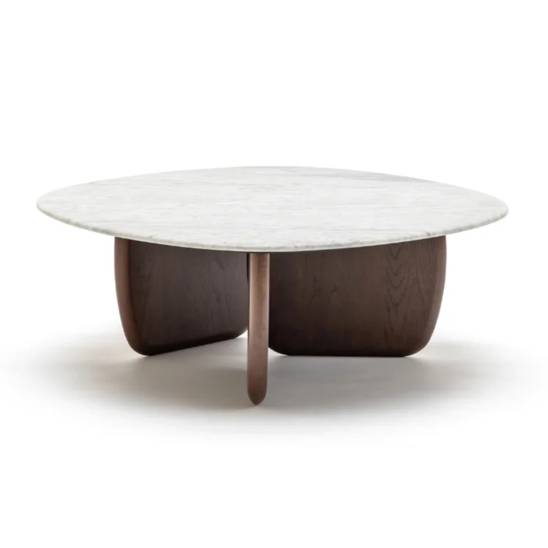Eden Coffee Table, Espresso Oak, Marble, 35.4"Dia 13.8" H