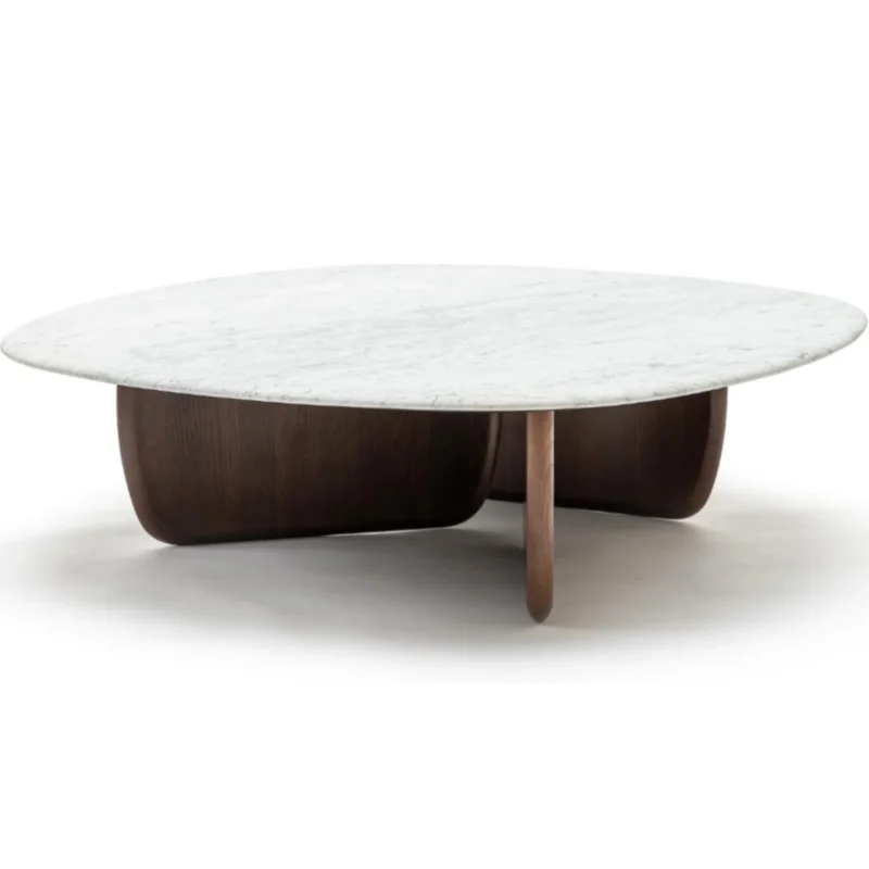 Eden Coffee Table, Espresso Oak, Marble, 47.2" Dia