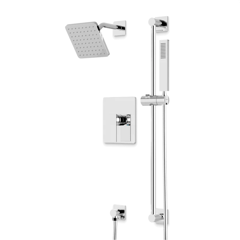 Edge 2-Way Pressure Balance Shower Trim Kit with Hand Shower on Slide Bar with Separate Water Outlet