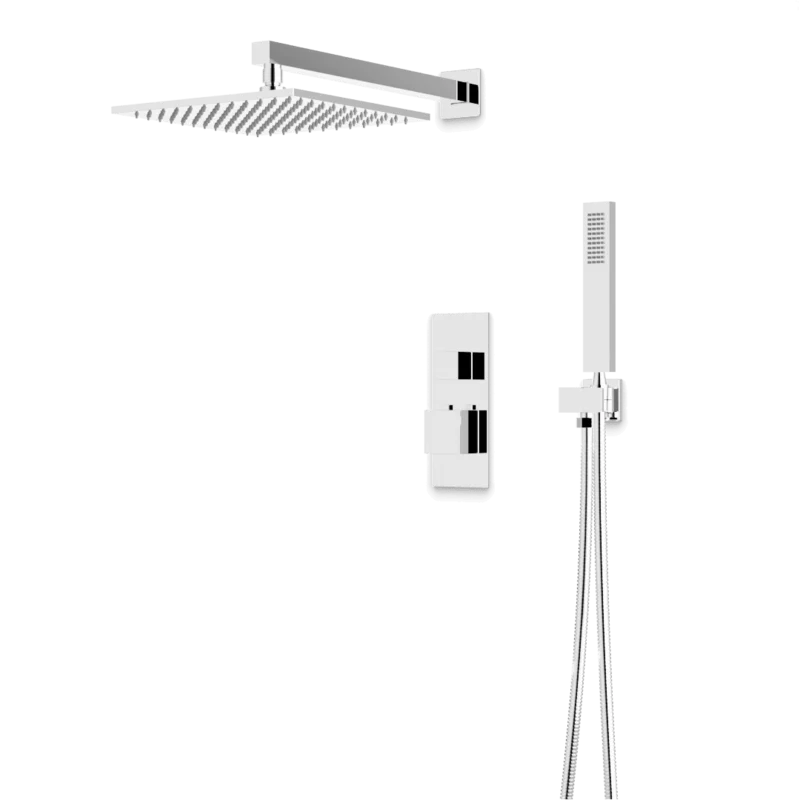 Edge Thermostatic Shower Trim Kit with Wall Mount Shower Head, Hand Shower