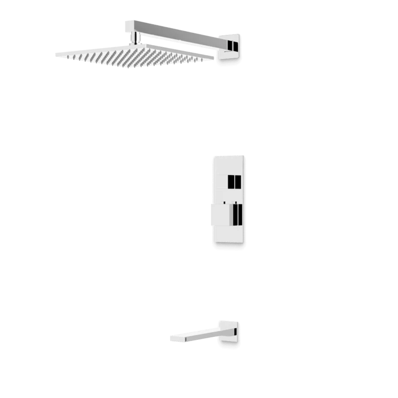 Edge Thermostatic Shower Trim Kit with Wall Mount Shower Head, Tub Filler