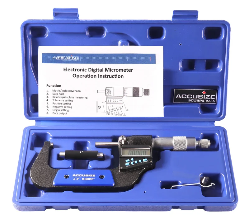 Electronic Digital Micrometers, 7 Keys, 0-1", 1-2", 2-3", 3-4", 4-5", & 5-6", inch, imperial