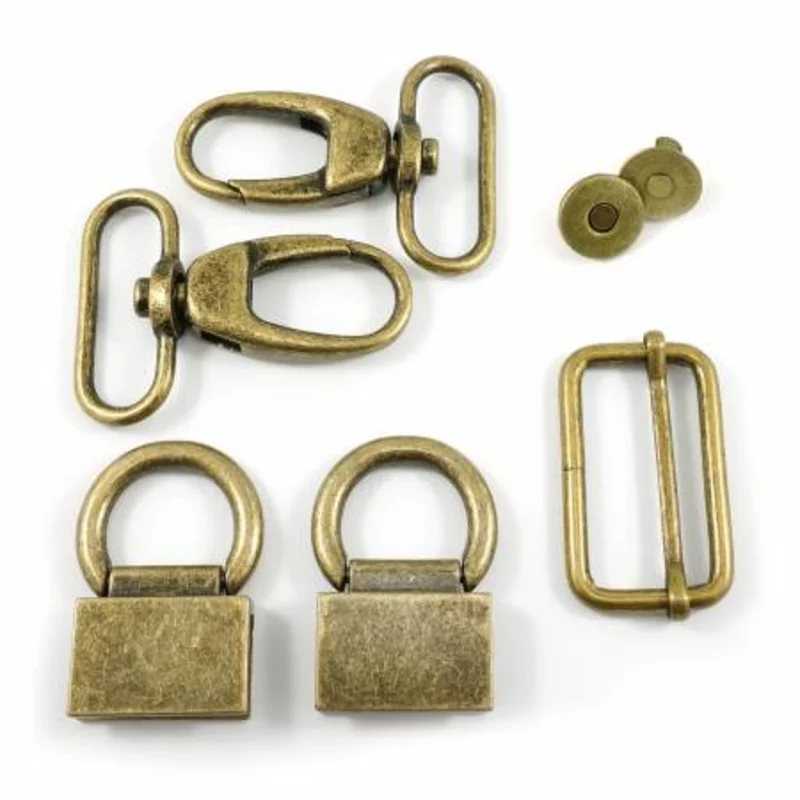 Emmaline Bags: Double Flip Shoulder Bag Hardware Kit-Antique Brass