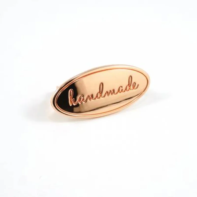 Emmaline Bags: Metal Bag Label Oval HANDMADE-Copper