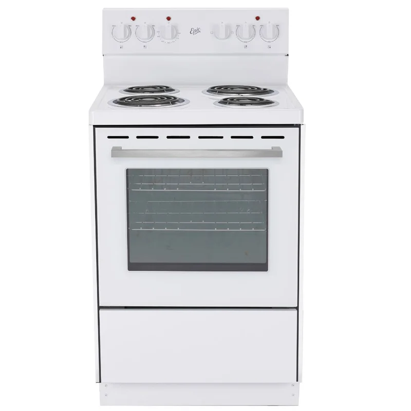 Epic - 23.6 Inch 2.7 cu. ft  Electric Coil Range With Clock in White - EER239W-2 White