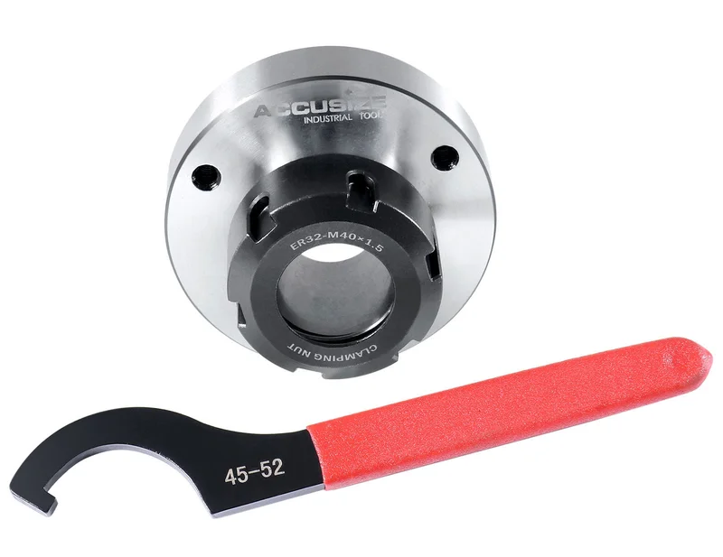 ER32 Collet Chuck, 3.149"/80mm Diameter Baseplate, 0.0016" Concentricity Backplate, Base Code I, ER32-0080