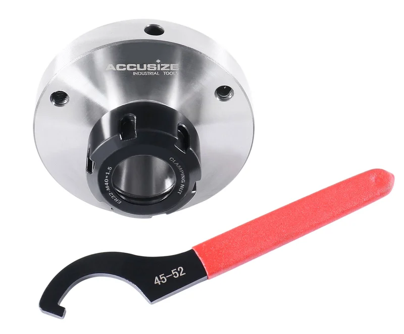 ER32 Collet Chuck, 3.937" / 100mm Diameter Baseplate, .0016" Concentricity Backplate, Base Code II, ER32-0100