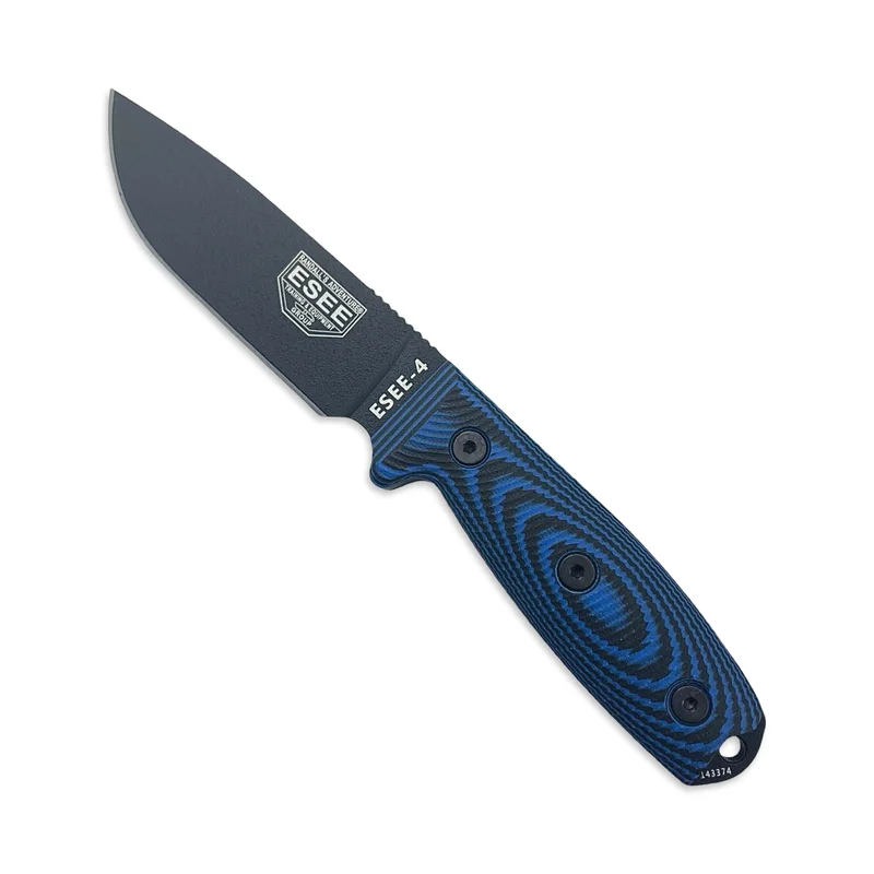 ESEE 4PB-008 - Black Blade Blue G10 3D Handle w/ Black Sheath