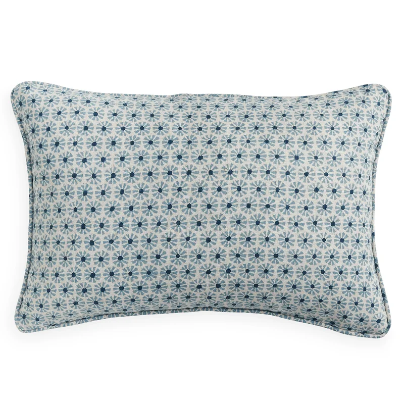 Etoile Azure Linen Cushion, 12" x 18"
